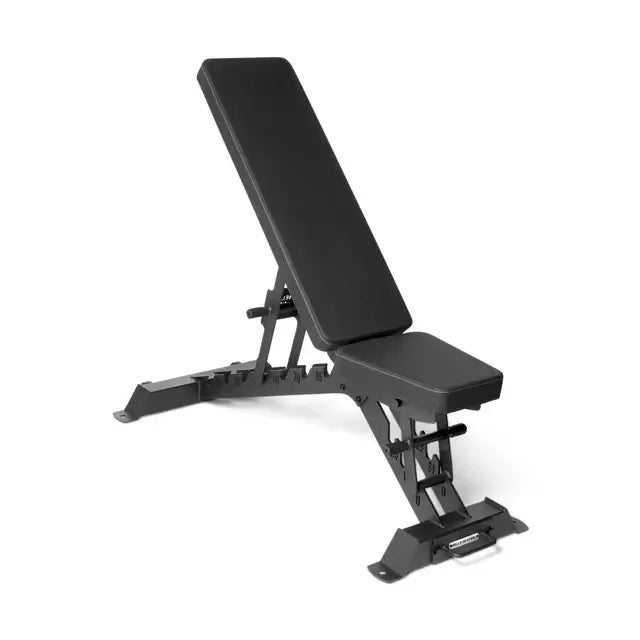 BUZZ-SAW Heavy-Duty Adjustable Bench for home gym fitness, featuring 8 back pad angles and 1,000lb capacity. Shop gym equipment in Vancouver.