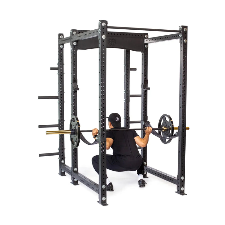 Hydra Six Post Power Rack with weight plates for home gym setup in Vancouver
