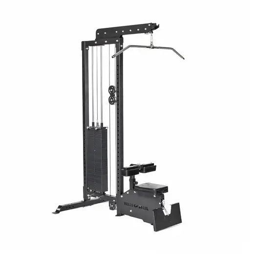 Lat pulldown low row machine for versatile home gym workouts; fitness equipment Vancouver, space-efficient design for small gyms.