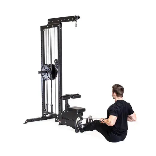 Lat pulldown and low row machine for versatile home gym workouts in Vancouver, ideal for building strength and saving space.