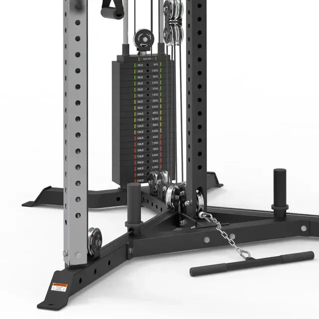 All-in-one trainer machine with cables and adjustable uprights for versatile gym workouts in Vancouver fitness stores.