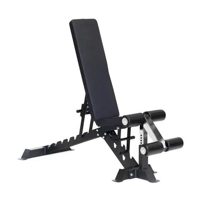 BUZZ-SAW heavy-duty adjustable bench, 8-angle back pad, fitness equipment for home gyms in Vancouver, sturdy and versatile design.
