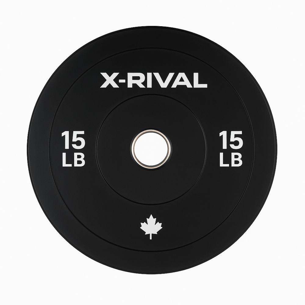 X-RIVAL 2.0 Black Bumper Plate 15 lb – Premium gym equipment for Vancouver fitness enthusiasts and home gyms