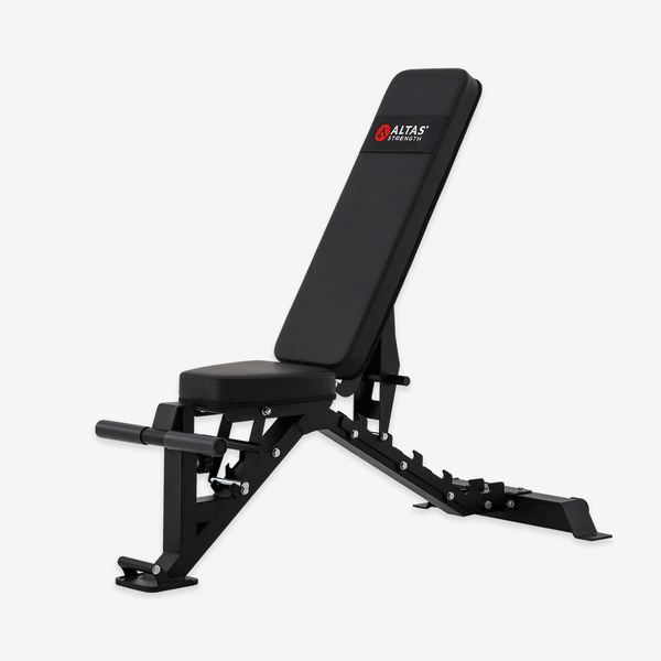 Altas AL-4026 Adjustable Bench, black steel, for home and gym workouts in Vancouver, fitness equipment, unisex use.