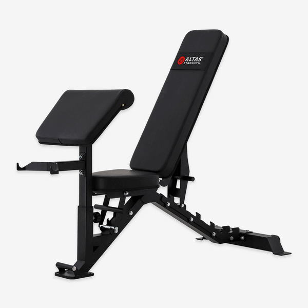 Altas AL-4026 adjustable bench in black, ideal for home gyms and fitness enthusiasts in Vancouver. Heavy gauge steel construction.