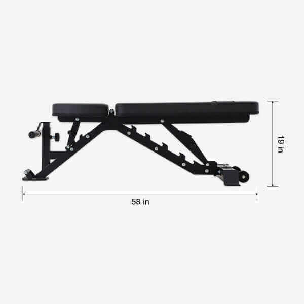 ALTAS AL-4026 adjustable bench for home gym, Vancouver fitness equipment, 58x19 inches, black steel, by ALTAS Strength