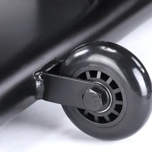 Close-up of a durable wheel on the Blitz Air Bike, gym equipment in Vancouver for home fitness solutions.