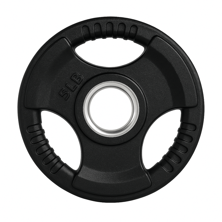 X-RIVAL Rubber Grip Olympic Plates, 5lb weight plate for gyms in Vancouver. Premium fitness equipment for confident lifting.