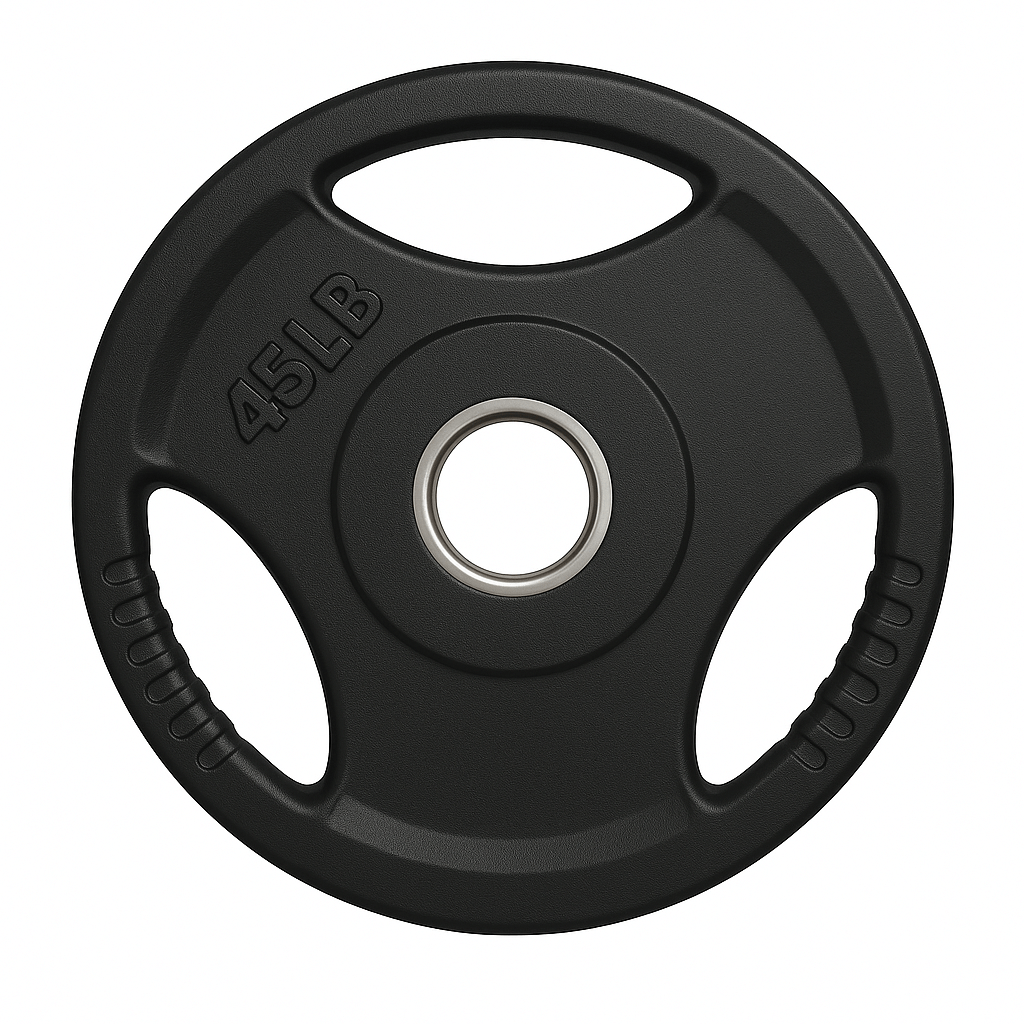 X-RIVAL Rubber Grip Olympic Plate, 45LB, premium gym equipment for fitness solutions in Vancouver, durable and secure design.