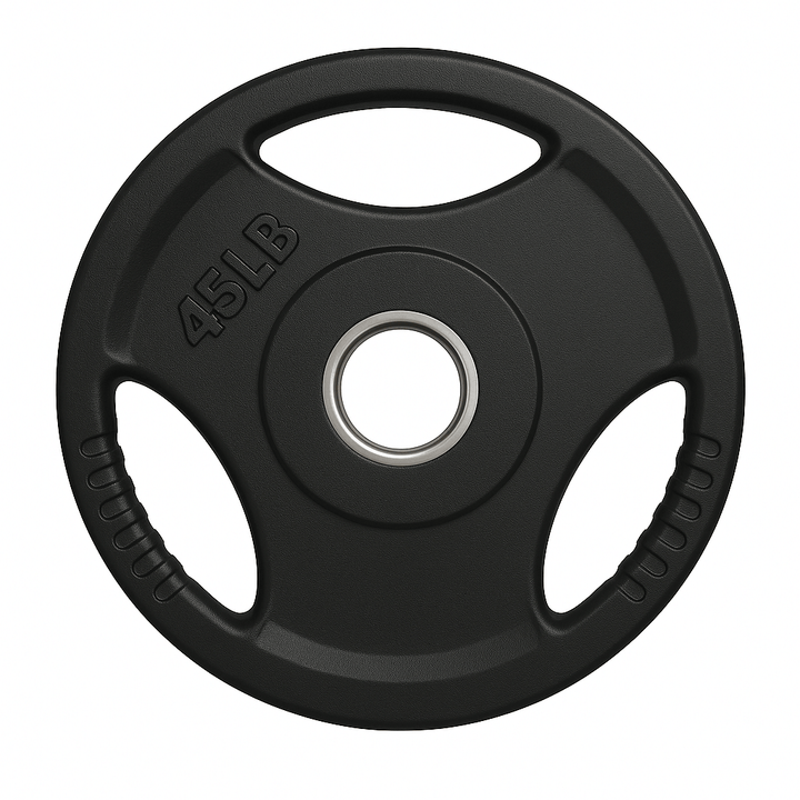 X-RIVAL Rubber Grip Olympic Plate, 45LB, premium gym equipment for fitness solutions in Vancouver, durable and secure design.