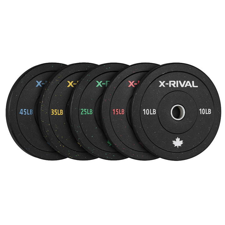 X-RIVAL Crumb Bumper Plates, eco-friendly weight plates, fitness equipment Vancouver, durable gym equipment, sustainable exercise gear