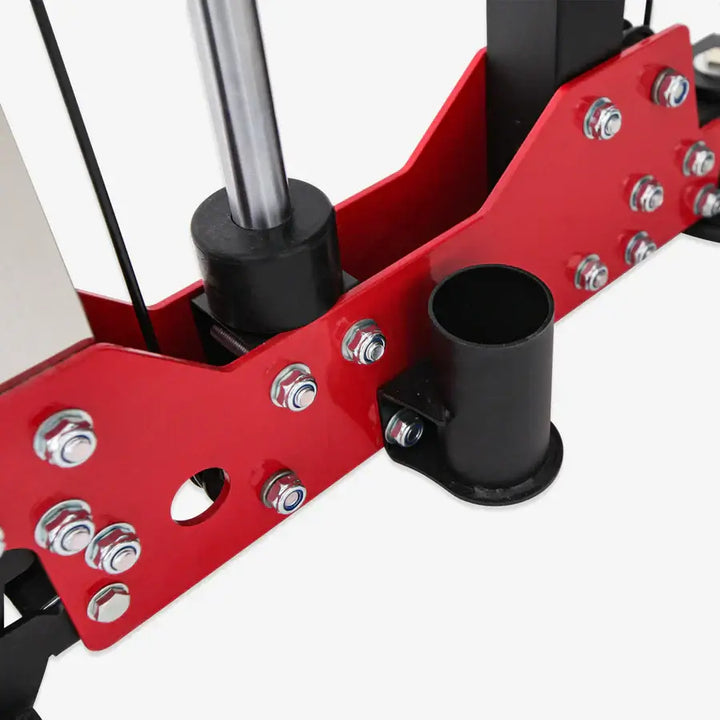 ALTAS AL-3107 fitness equipment in red alloy steel, ideal for home gym setups in Vancouver. Durable exercise machine close-up detail.