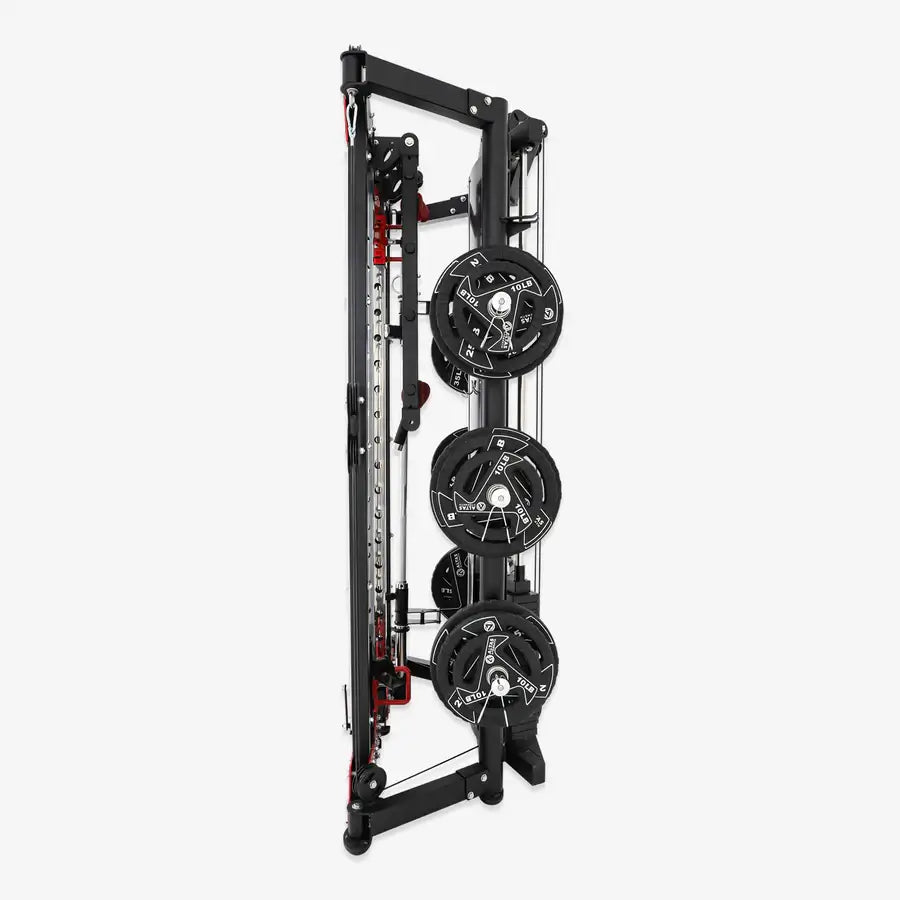 ALTAS AL-3107 fitness equipment folded, perfect for home gyms in Vancouver, made of alloy steel, space-saving design.