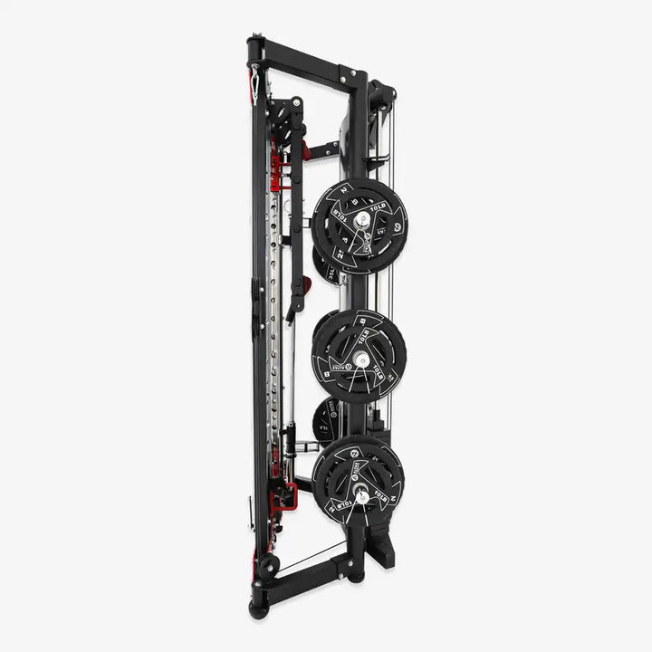 ALTAS AL-3107 fitness equipment folded, perfect for home gyms in Vancouver, made of alloy steel, space-saving design.
