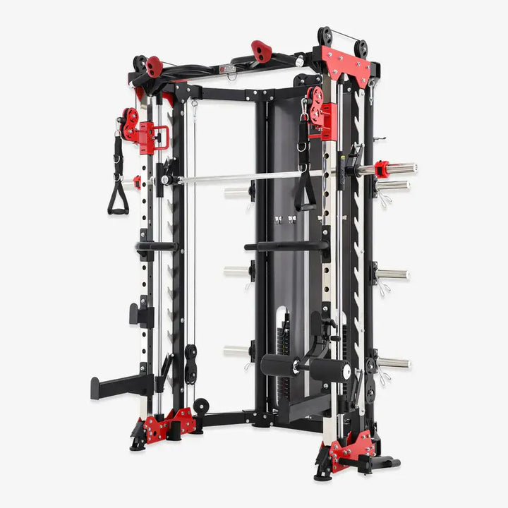 ALTAS AL-3107 fitness equipment, Alloy Steel, red, home gym machine for exercise in Vancouver. Adjustable multifunctional gym supply.