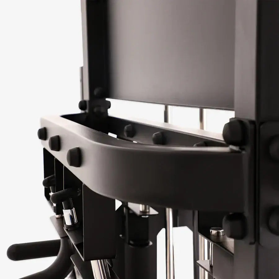 Close-up of Altas Strength AL-3061B Smith Machine in alloy steel, ideal for home gyms in Vancouver. Premium fitness equipment.