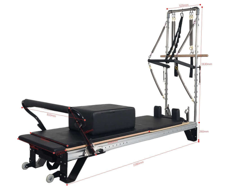Aluminum Alloy Pilates Reformer With Tower, premium fitness equipment for home gym, available in Vancouver fitness stores.