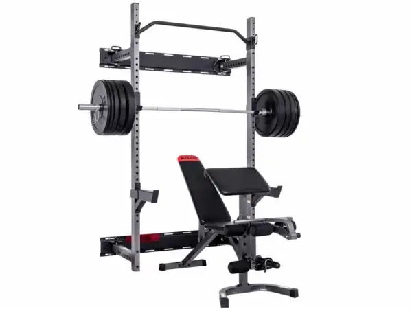 Folding Power Rack X-RIVAL AWR92 for home gym, fitness equipment Vancouver. Compact design, robust steel frame for versatile workouts.