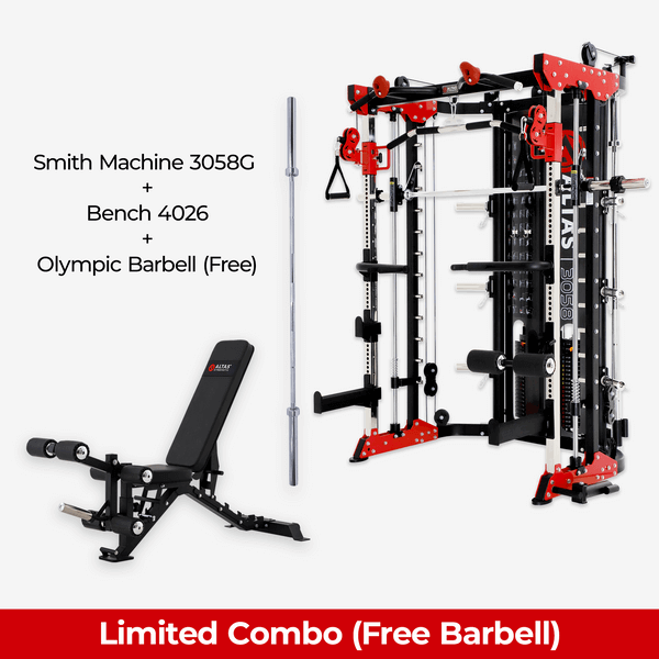 Altas AL-3058G Smith Machine, AL-4026 Bench, Free Olympic Barbell Combo - Available at X-Rival Fitness Vancouver