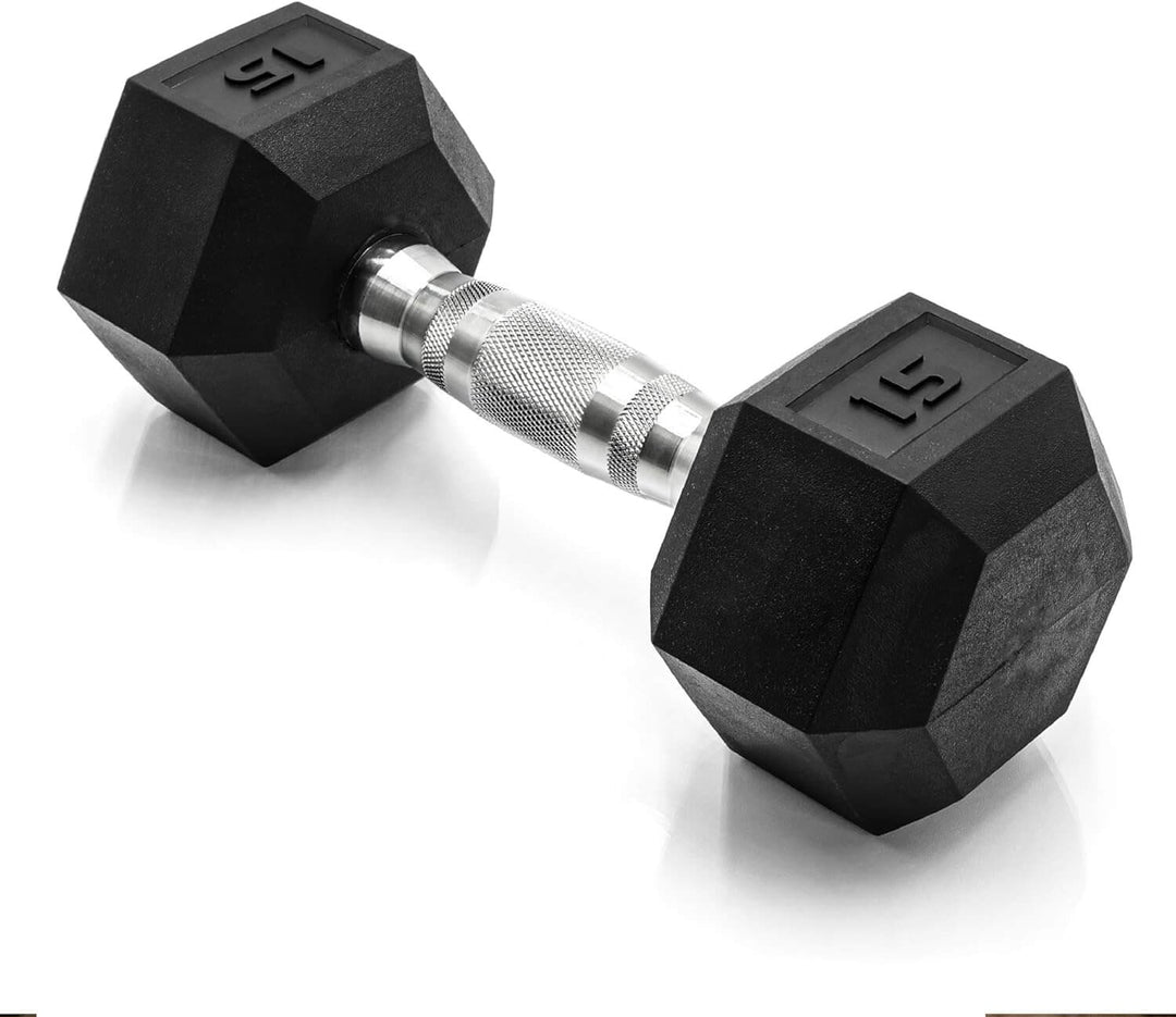 X-RIVAL Rubber Hex Dumbbell for fitness enthusiasts in Vancouver and BC, ideal for home and commercial gyms.