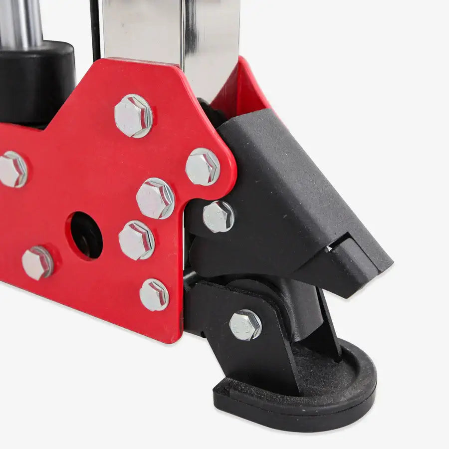 Detailed view of ALTAS AL-3107 fitness equipment in red and alloy steel, ideal for home gyms in Vancouver.