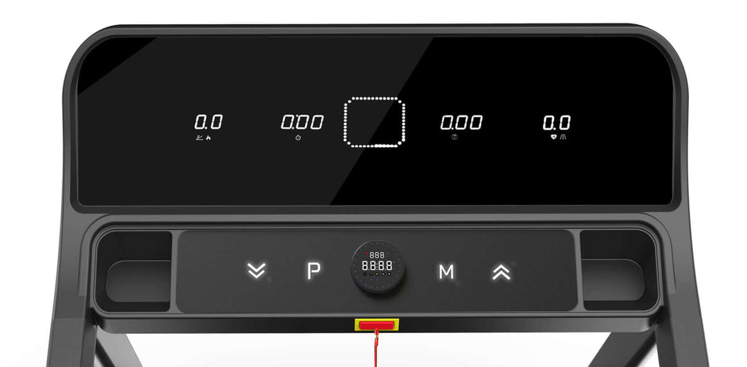 Control panel of the Max Motion X-RIVAL K6522 treadmill, featuring sleek digital display, available at fitness equipment stores in Vancouver.