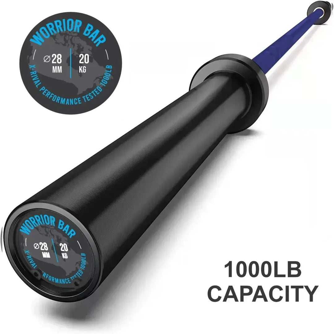 Warrior 1.0 Olympic Barbell 7ft with 1000lbs capacity, Cerakote finish; ideal gym equipment for Vancouver fitness enthusiasts.