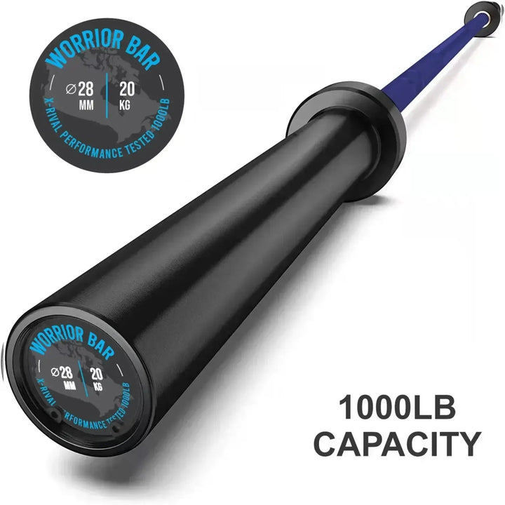 Warrior 1.0 Olympic Barbell 7ft with 1000lbs capacity, Cerakote finish; ideal gym equipment for Vancouver fitness enthusiasts.