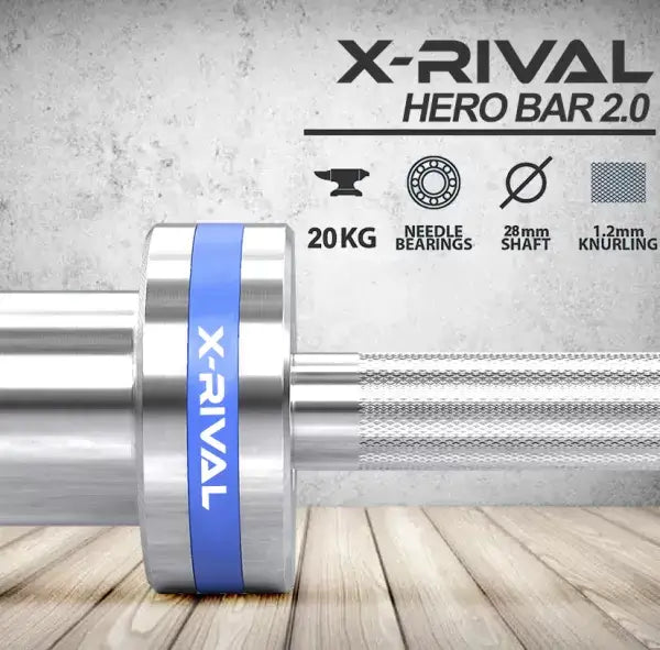 X-RIVAL Hero Bar 2.0, 7ft Olympic barbell with cerakote finish, 2000lb capacity, 20kg weight, fitness equipment Vancouver.