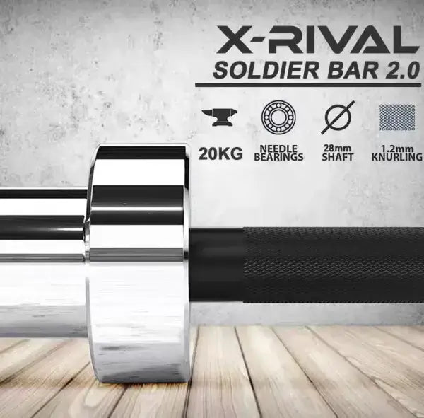 X-RIVAL Soldier Bar 2.0, 7ft Olympic Barbell, fitness equipment, weightlifting bar, chrome finish, gym equipment Vancouver